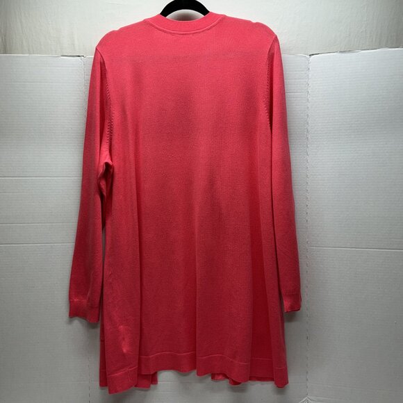 Long Cardigan with Pockets Belle by Kim Gravel Feather Knit $64 QVC -CORAL - Picture 8 of 13